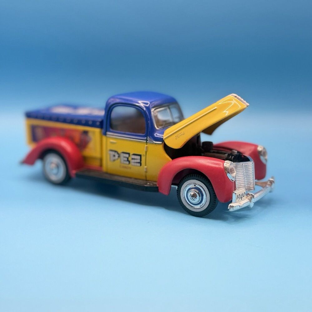 Golden Wheel Ford 1940 Pickup Truck Pez Candy Diecast Car Toy Blue, Yellow, Red
